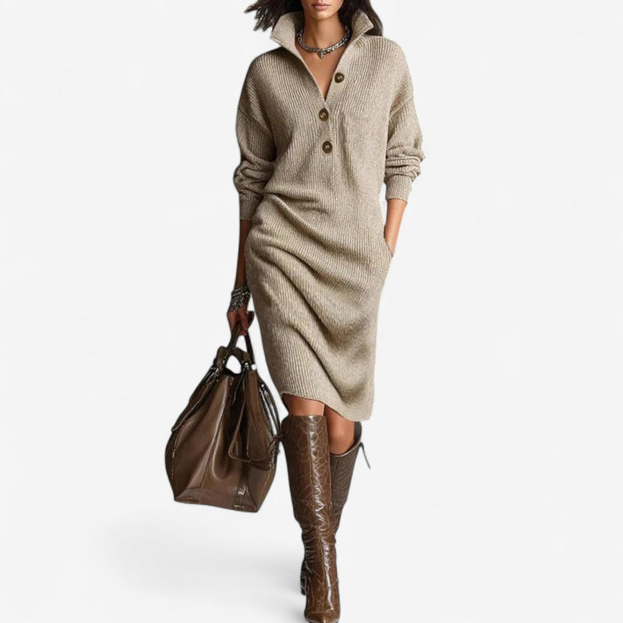 Women's Ribbed Knit Midi Dress