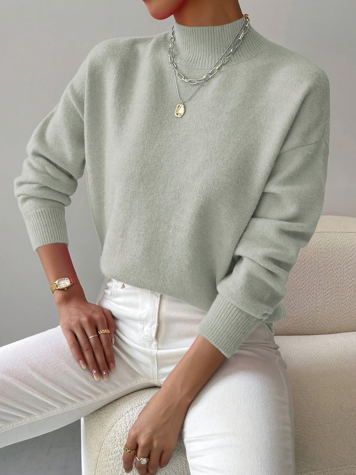 Mia | Ribbed Knit Roll Neck Sweater for Women