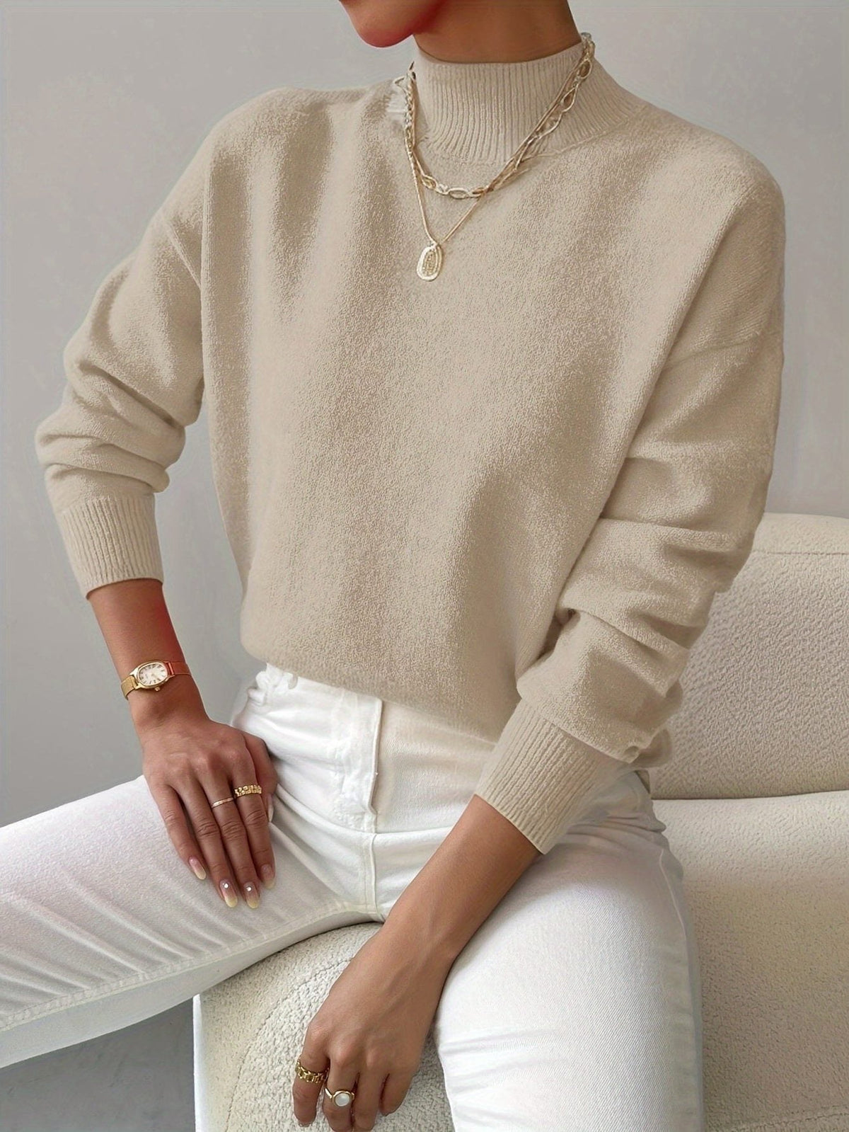 Mia | Ribbed Knit Roll Neck Sweater for Women