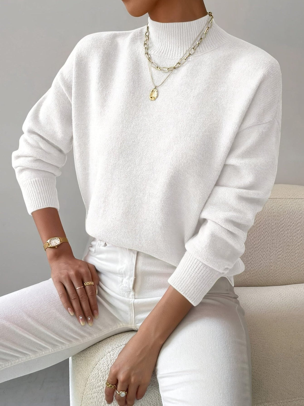 Mia | Ribbed Knit Roll Neck Sweater for Women