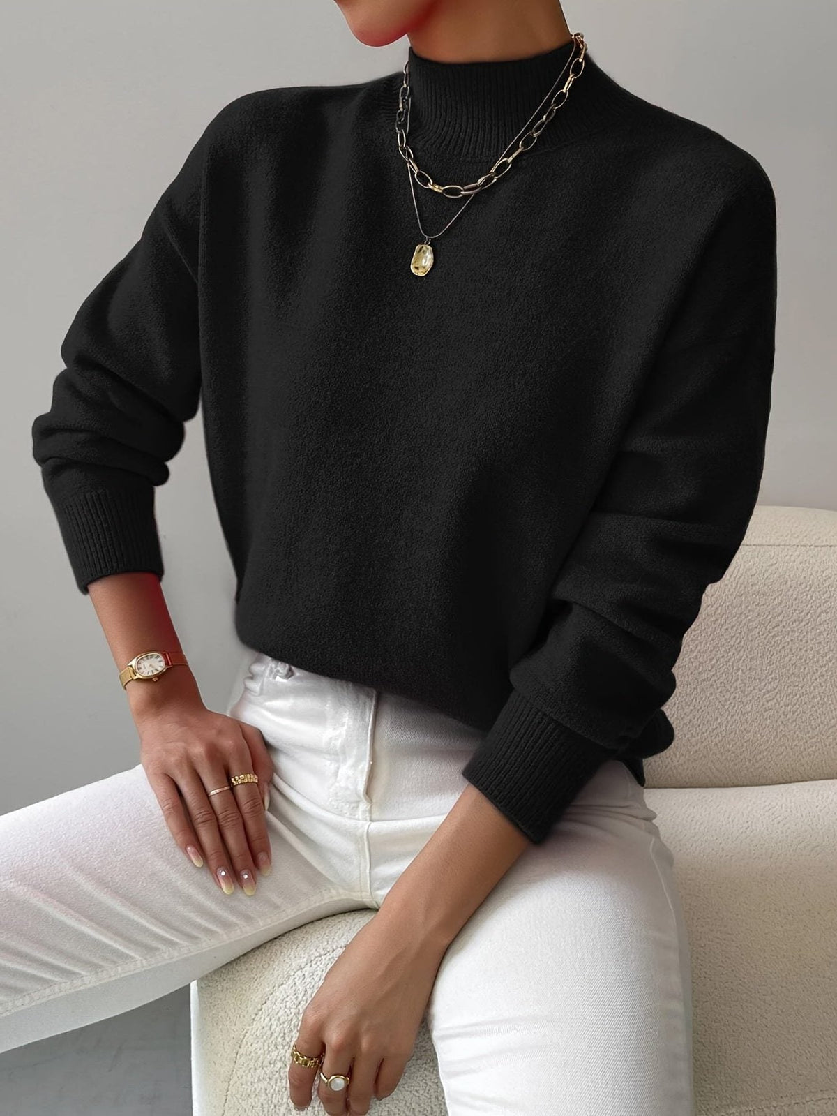 Mia | Ribbed Knit Roll Neck Sweater for Women