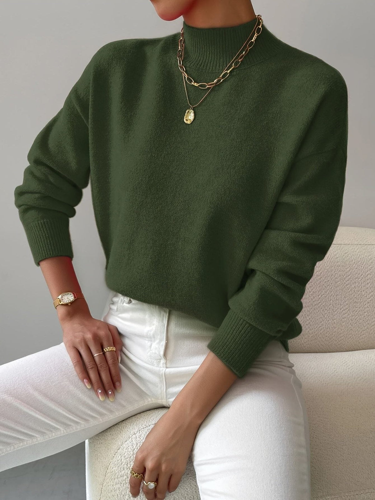 Mia | Ribbed Knit Roll Neck Sweater for Women