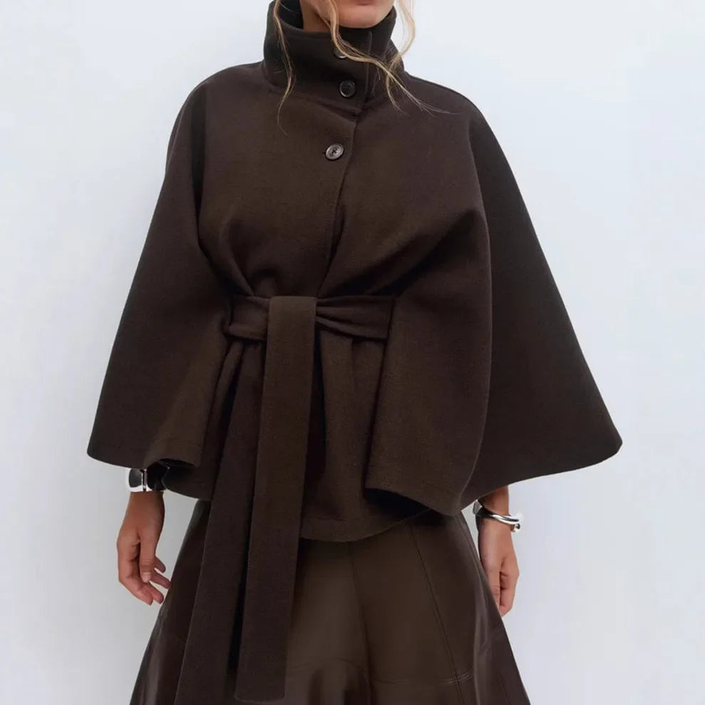 Ridley |  Women's Belted High-Collar Cape Coat