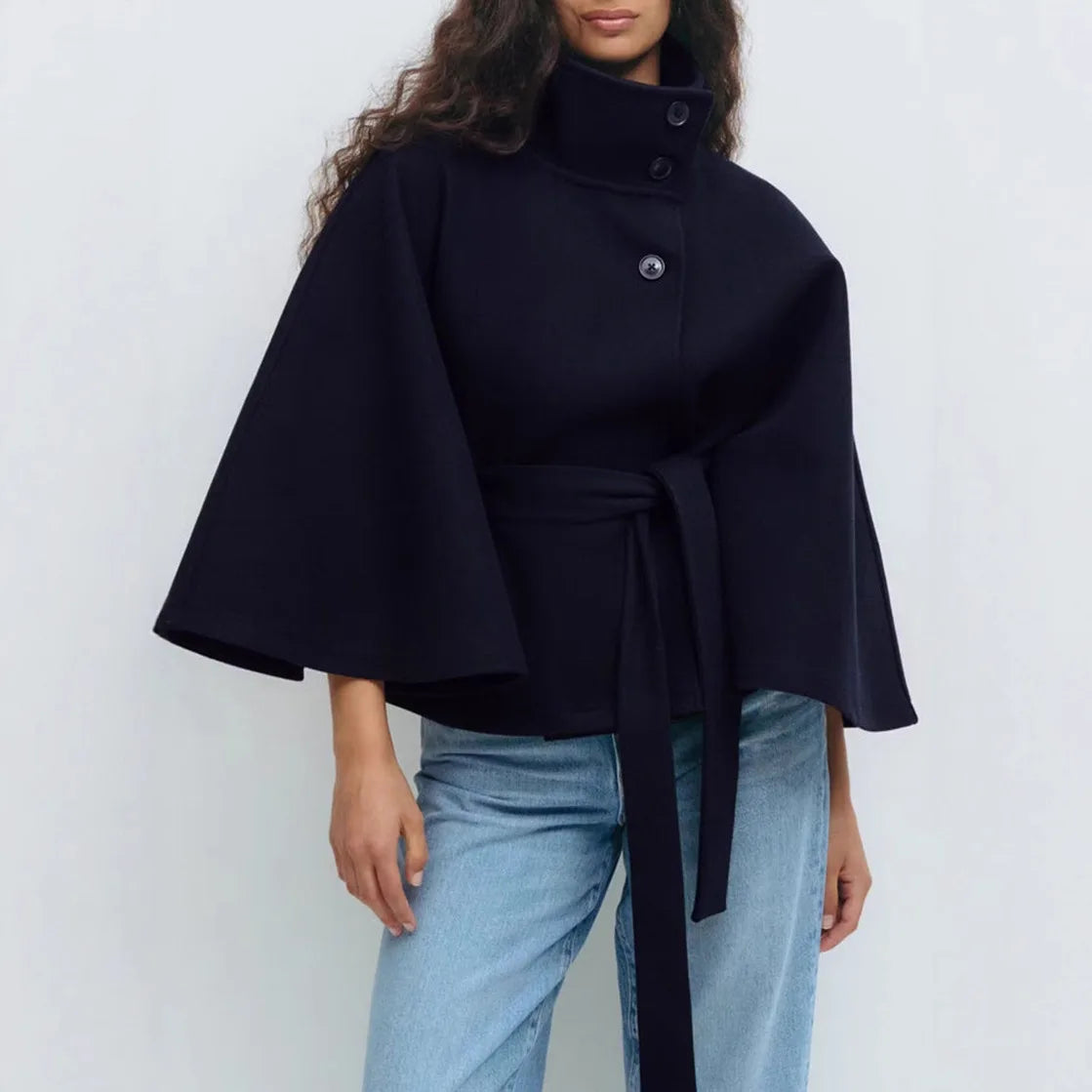 Ridley |  Women's Belted High-Collar Cape Coat