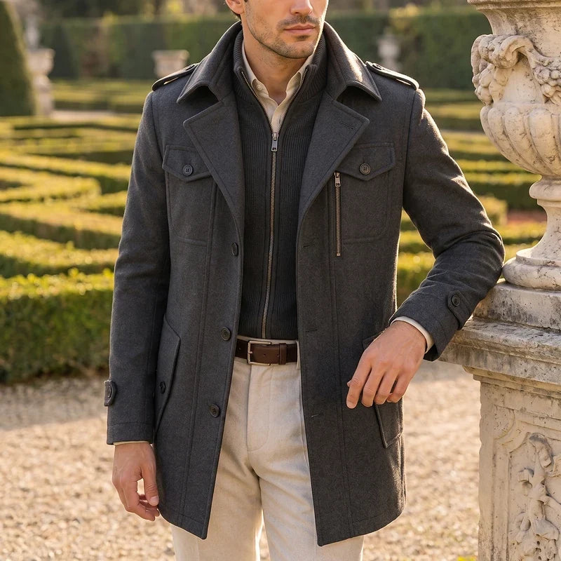Leopold Wool Stand Collar Coat