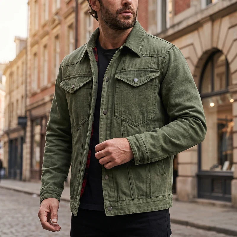 Reginald Flannel Lined Denim Jacket