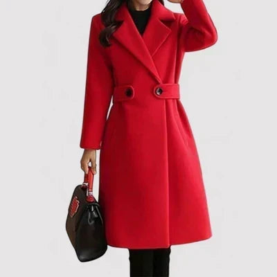 Women's Belted Double-Breasted Coat Longline Tailored