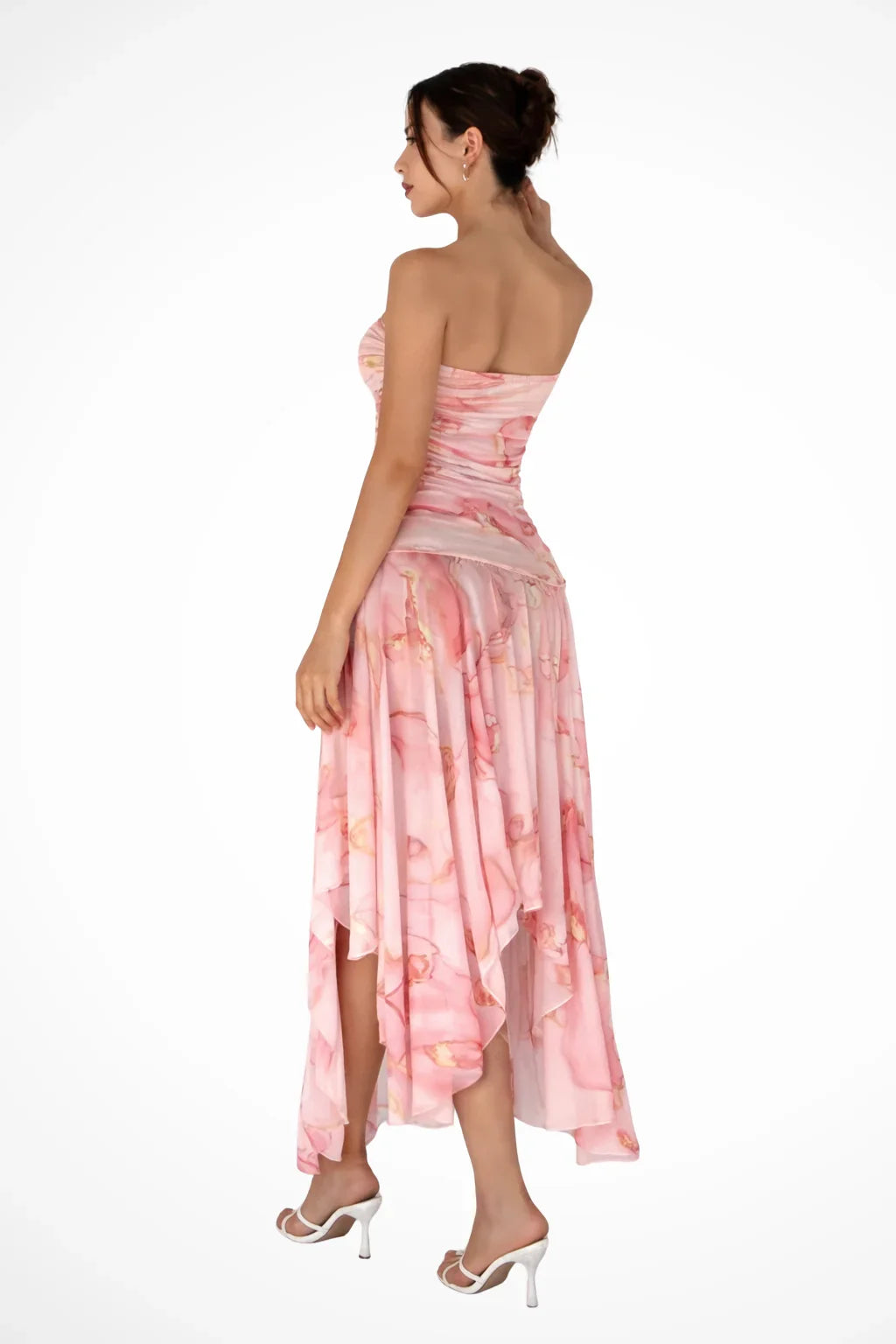Rosalind | Floral Strapless Summer Maxi Dress with Ruffle and Gathered Bodice