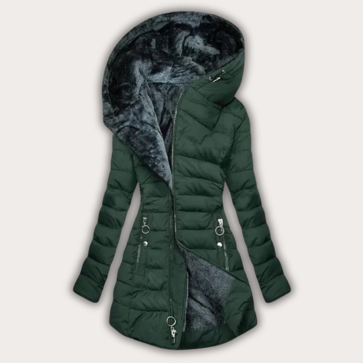 Rosalind | Puffer Winter Coat with Hood and Faux Fur Lining for Women