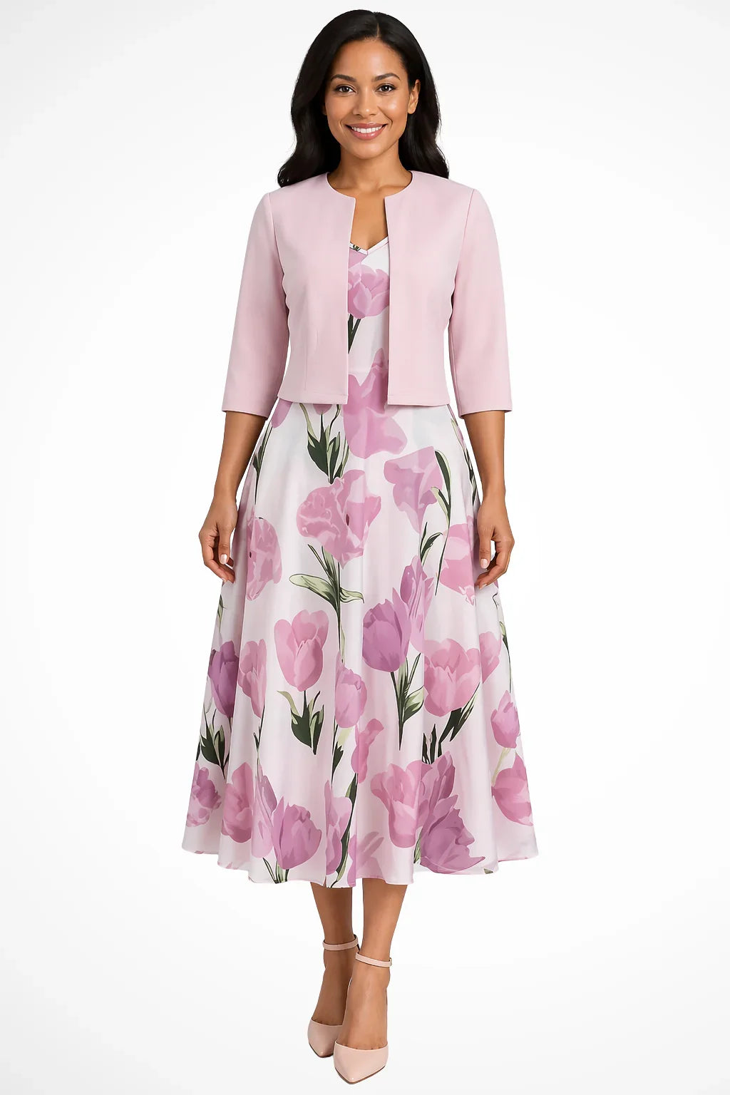 Rosanna | Floral Wedding Guest Maxi Dress with Cropped Jacket