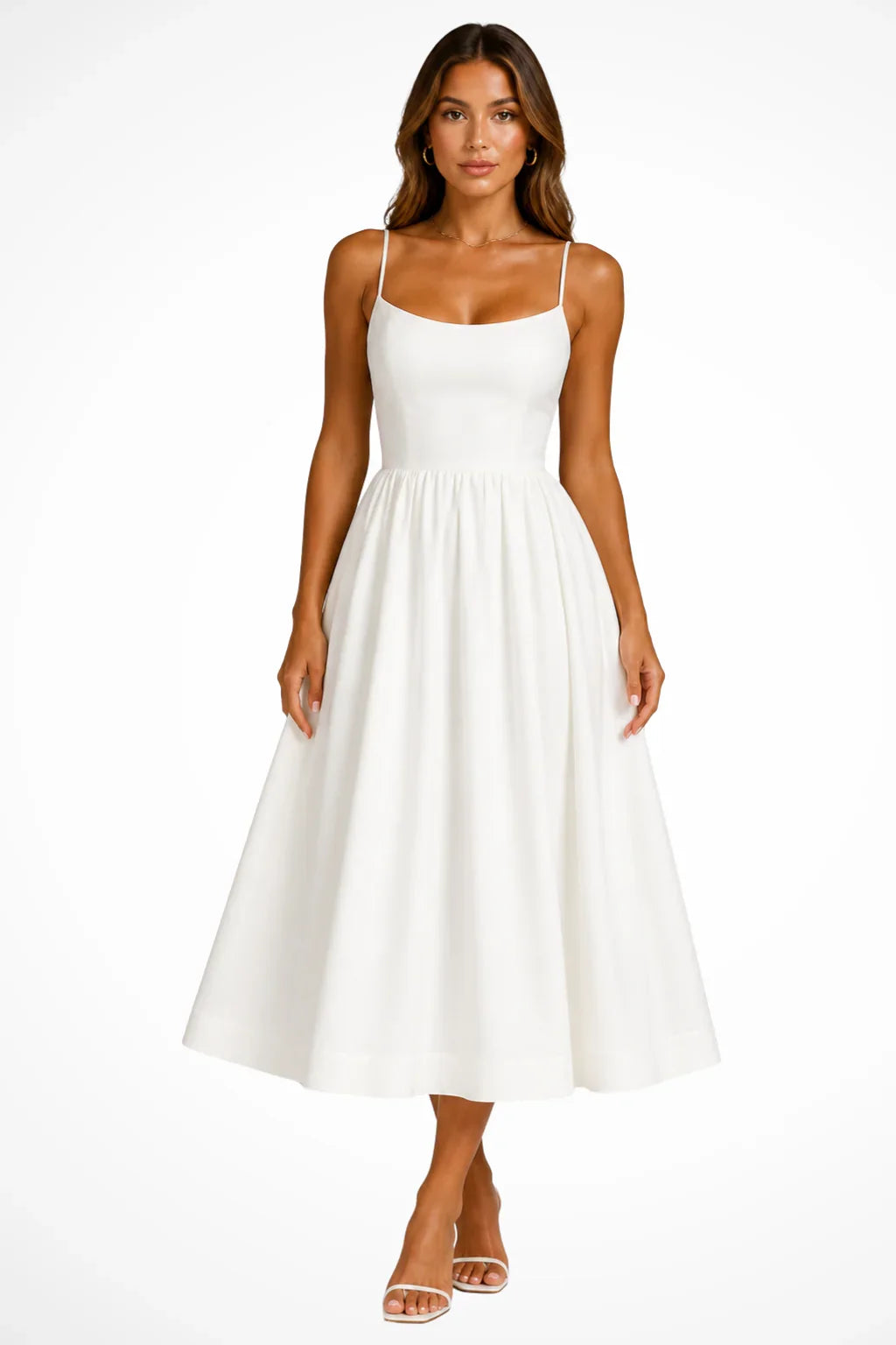 Rosemary | Women's Square Neck Cami Strap Occasion Evening Midi Dress