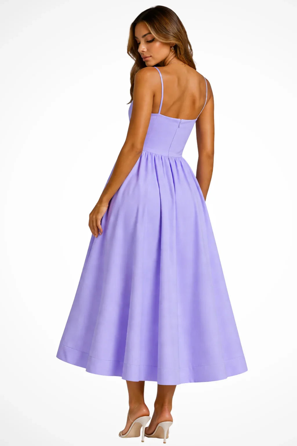 Rosemary | Women's Square Neck Cami Strap Occasion Evening Midi Dress