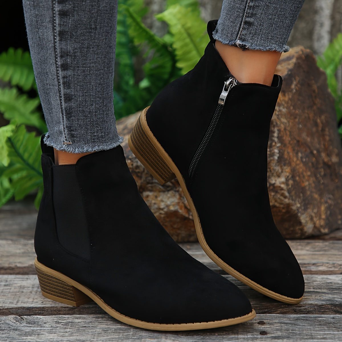 Rosselle | Suede Block Heel Ankle Boots for Women