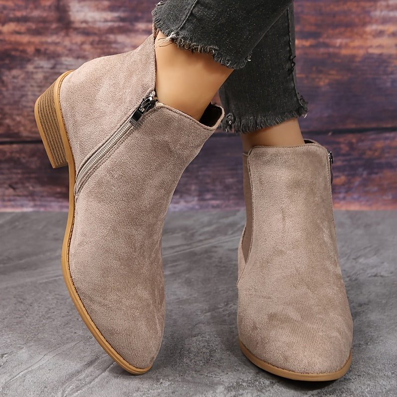 Rosselle | Suede Block Heel Ankle Boots for Women