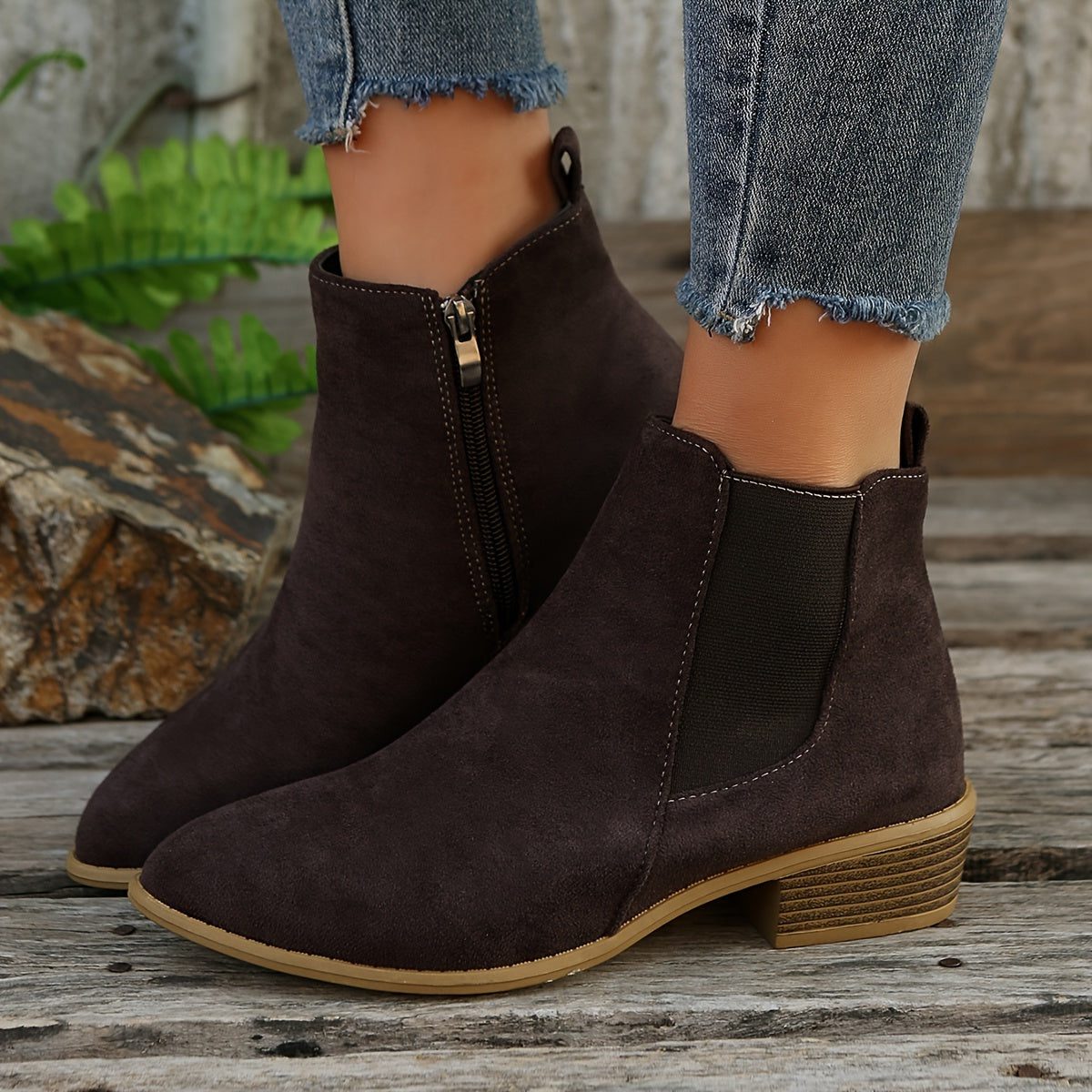 Rosselle | Suede Block Heel Ankle Boots for Women