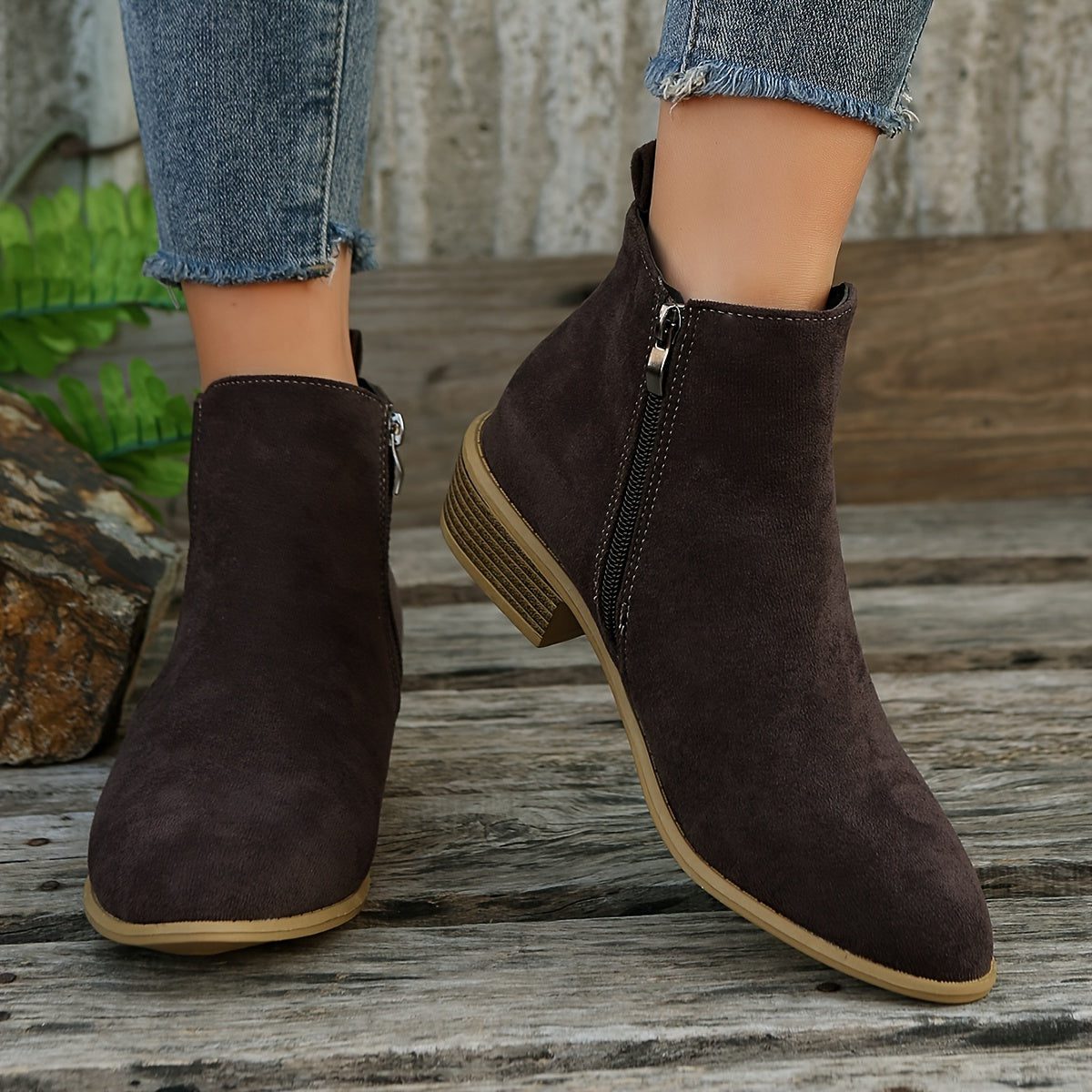 Rosselle | Suede Block Heel Ankle Boots for Women