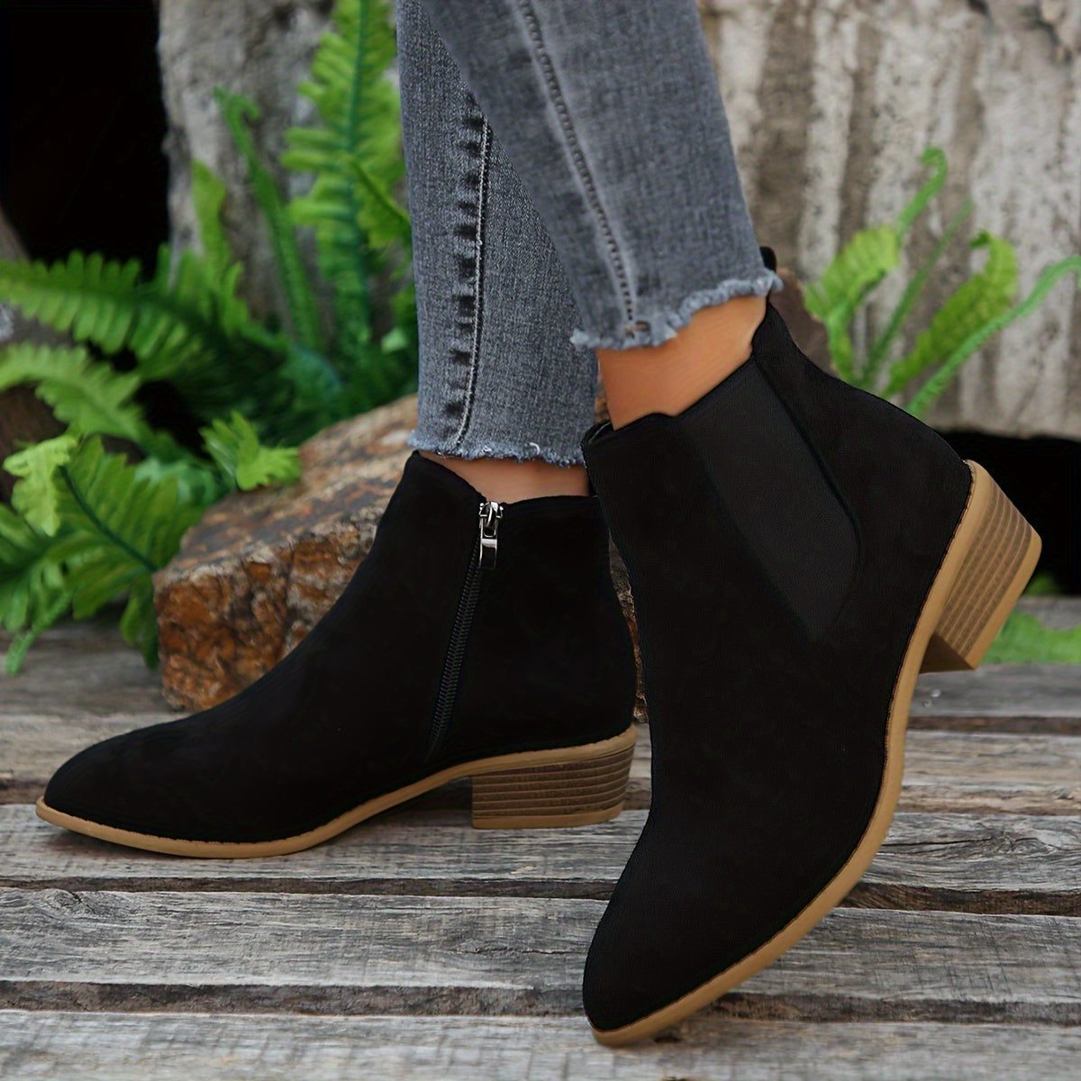 Rosselle | Suede Block Heel Ankle Boots for Women