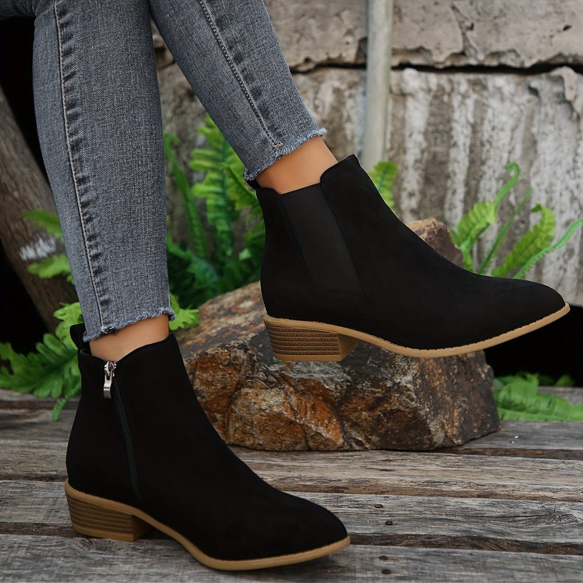 Rosselle | Suede Block Heel Ankle Boots for Women
