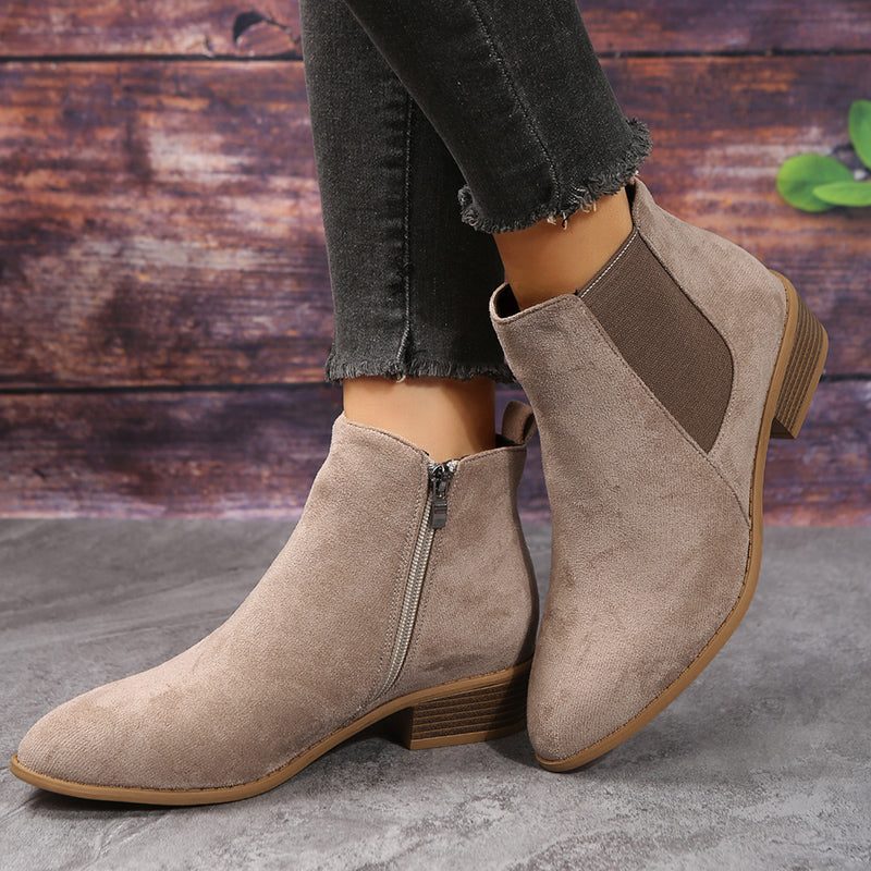 Rosselle | Suede Block Heel Ankle Boots for Women