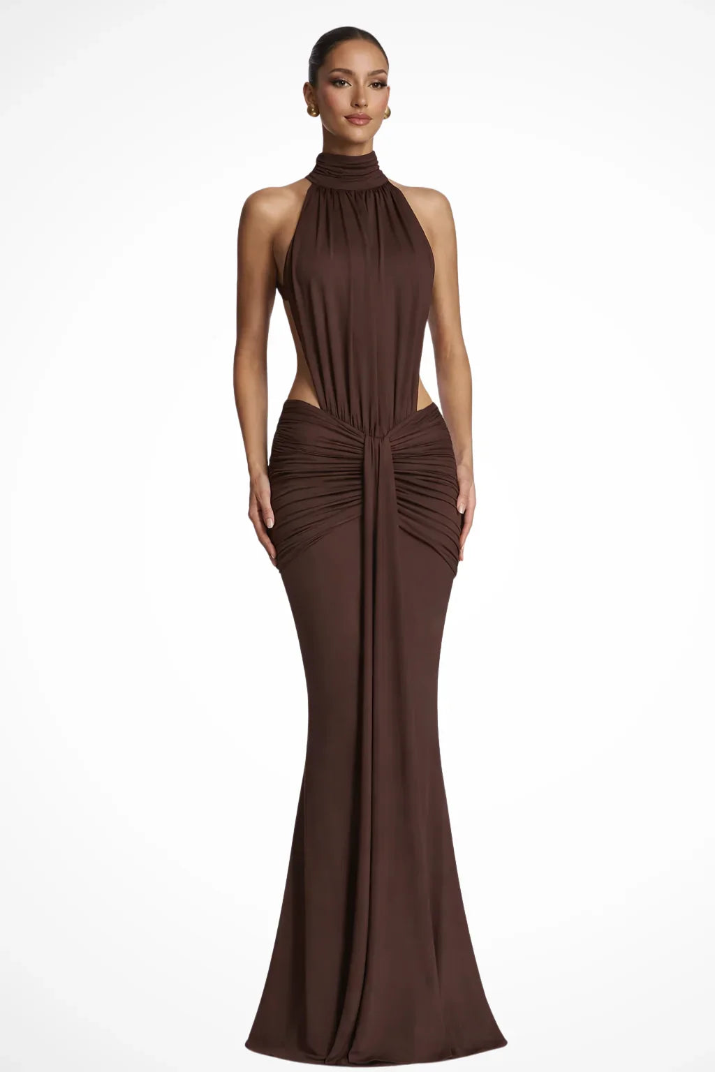 Rowena | Halter Neck Bodycon Wedding Guest Maxi Dress
