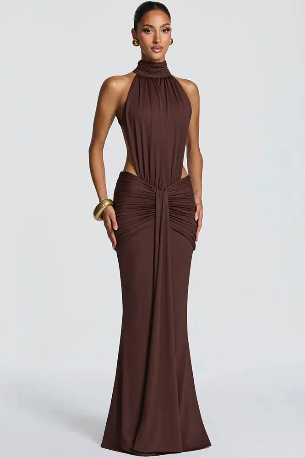 Rowena | Halter Neck Bodycon Wedding Guest Maxi Dress