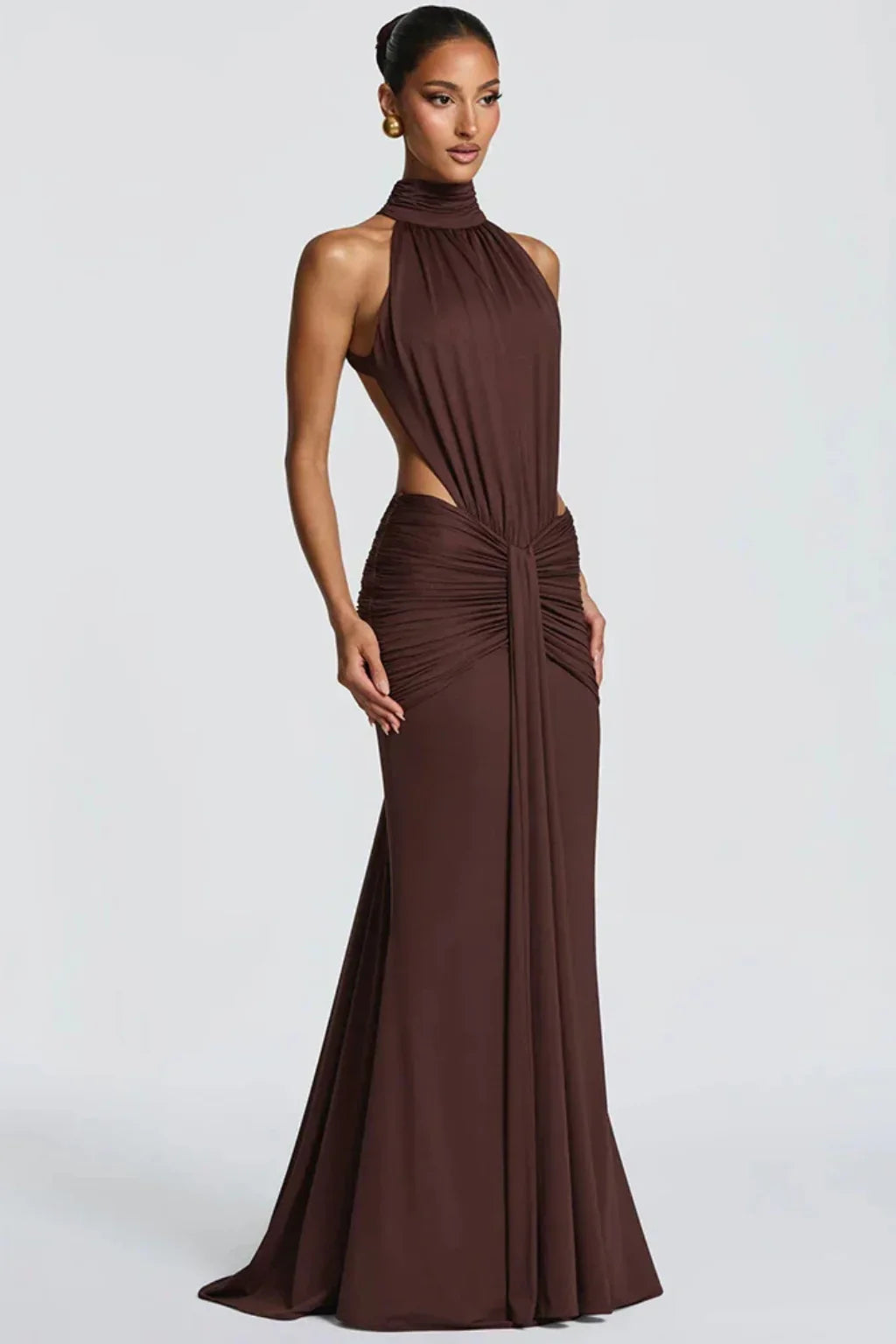 Rowena | Halter Neck Bodycon Wedding Guest Maxi Dress