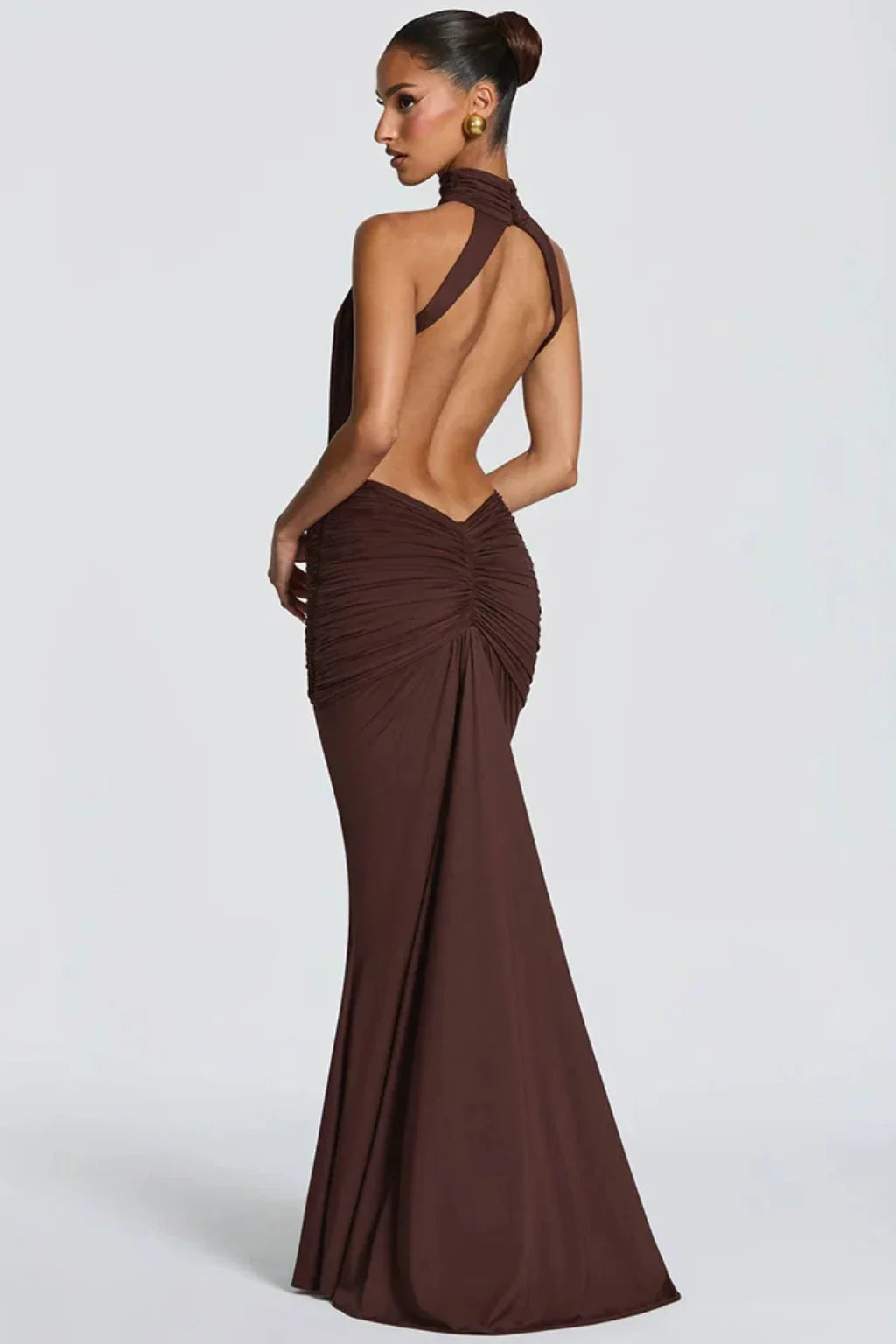 Rowena | Halter Neck Bodycon Wedding Guest Maxi Dress