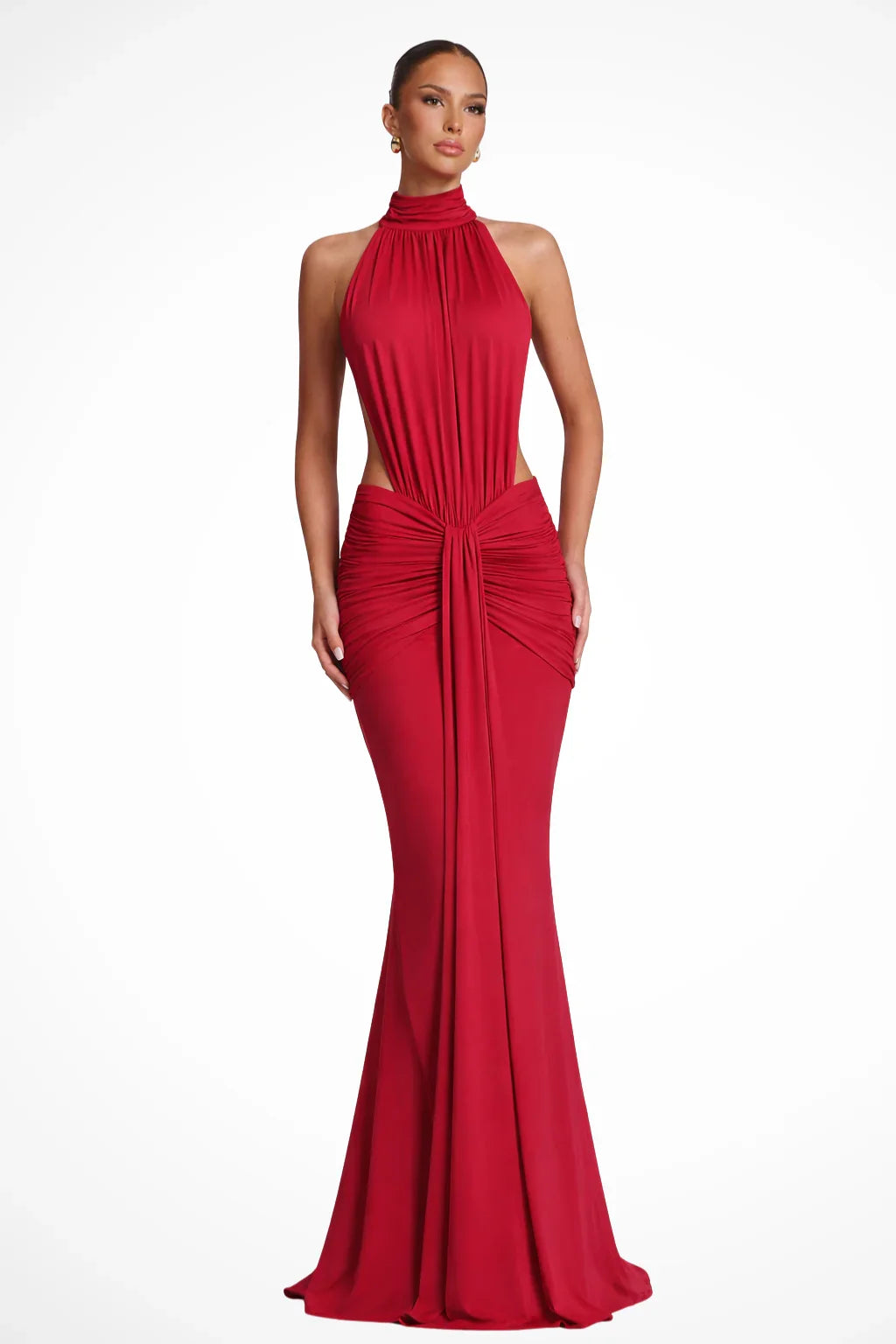 Rowena | Halter Neck Bodycon Wedding Guest Maxi Dress