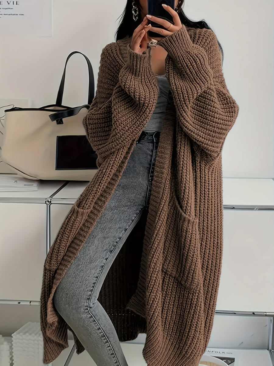 Women's Oversized Longline Knit Cardigan, Open Front