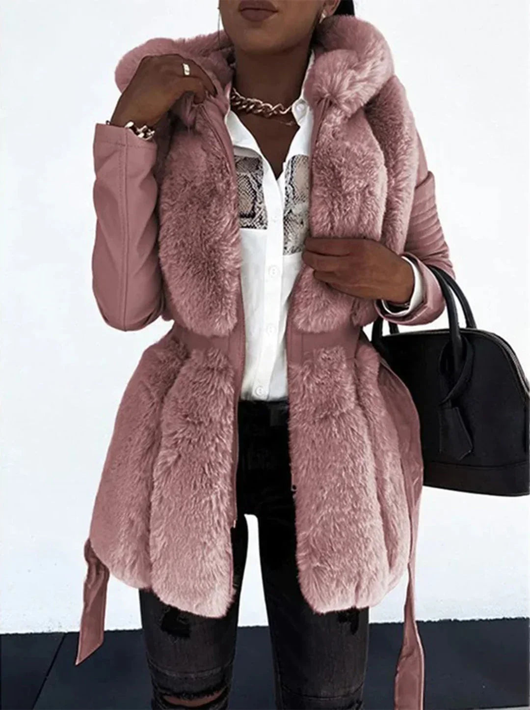 Ruby | Weatherproof Jacket Fur Hooded Faux Leather Sleeve