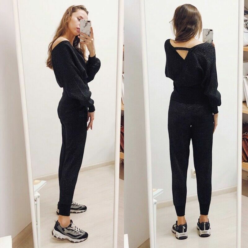 Women's Ribbed Knit Two-Piece Set with Backless Top