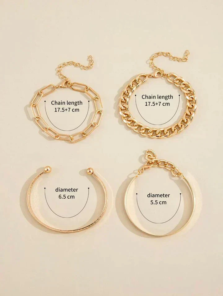 Gold Bracelet Set - Layered Stack Bangles for Women