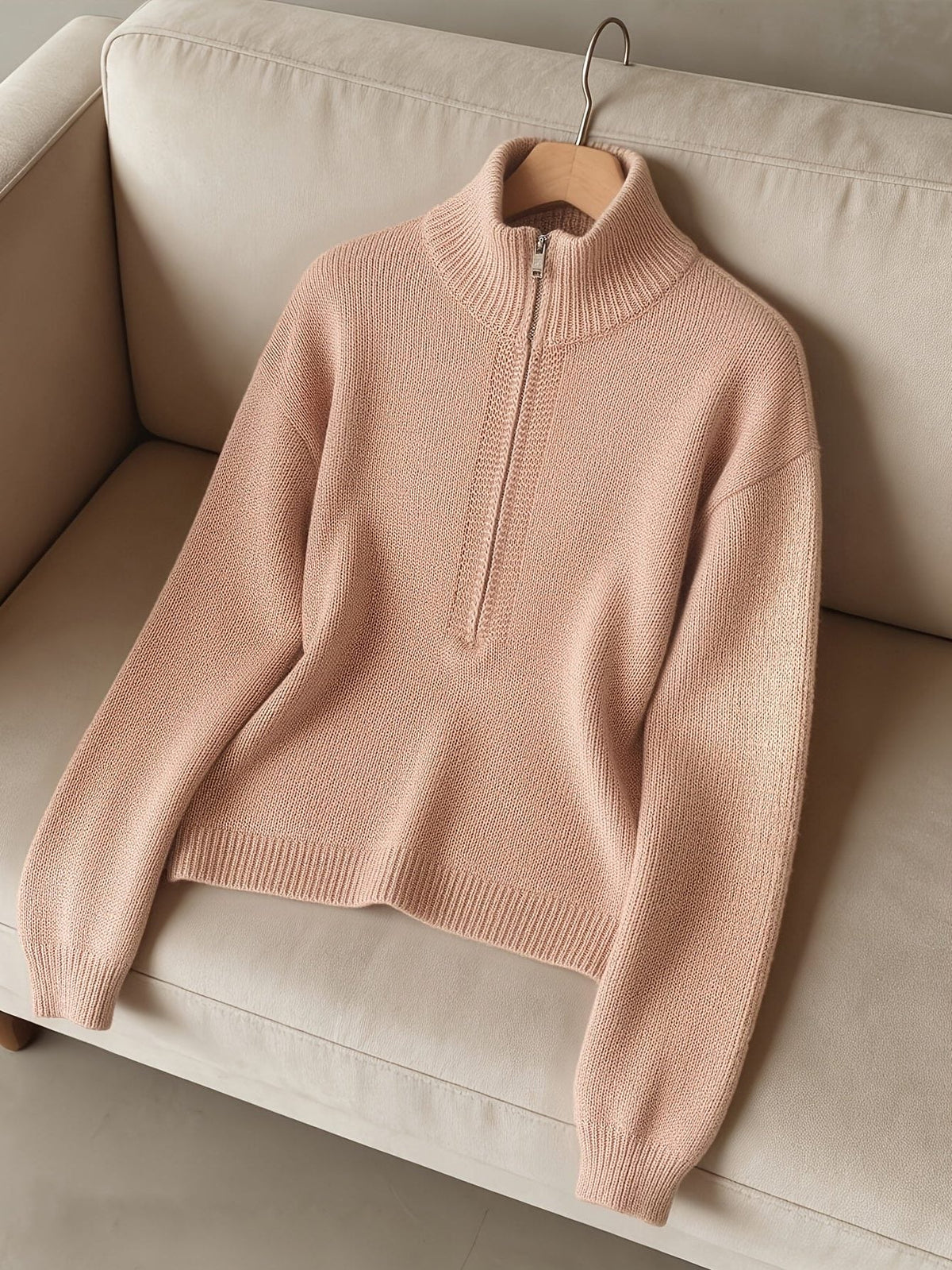 Sabella | Ribbed Knit Oversized Sweater with Stand Collar and Long Sleeves for Women
