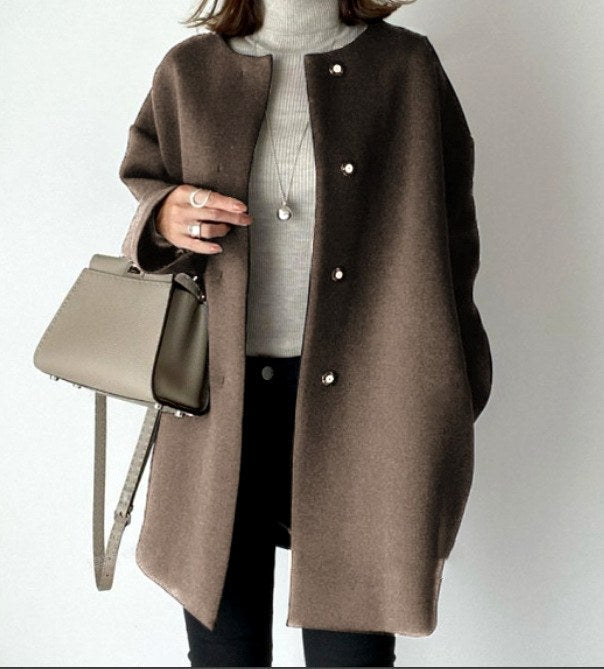 Salma - Women's Button Front Long Coat