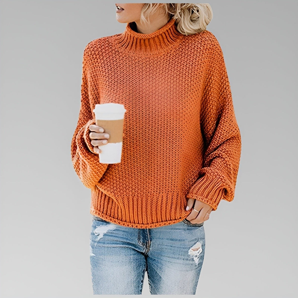 Sanchia | Chunky Knit Roll Neck Sweater for Women