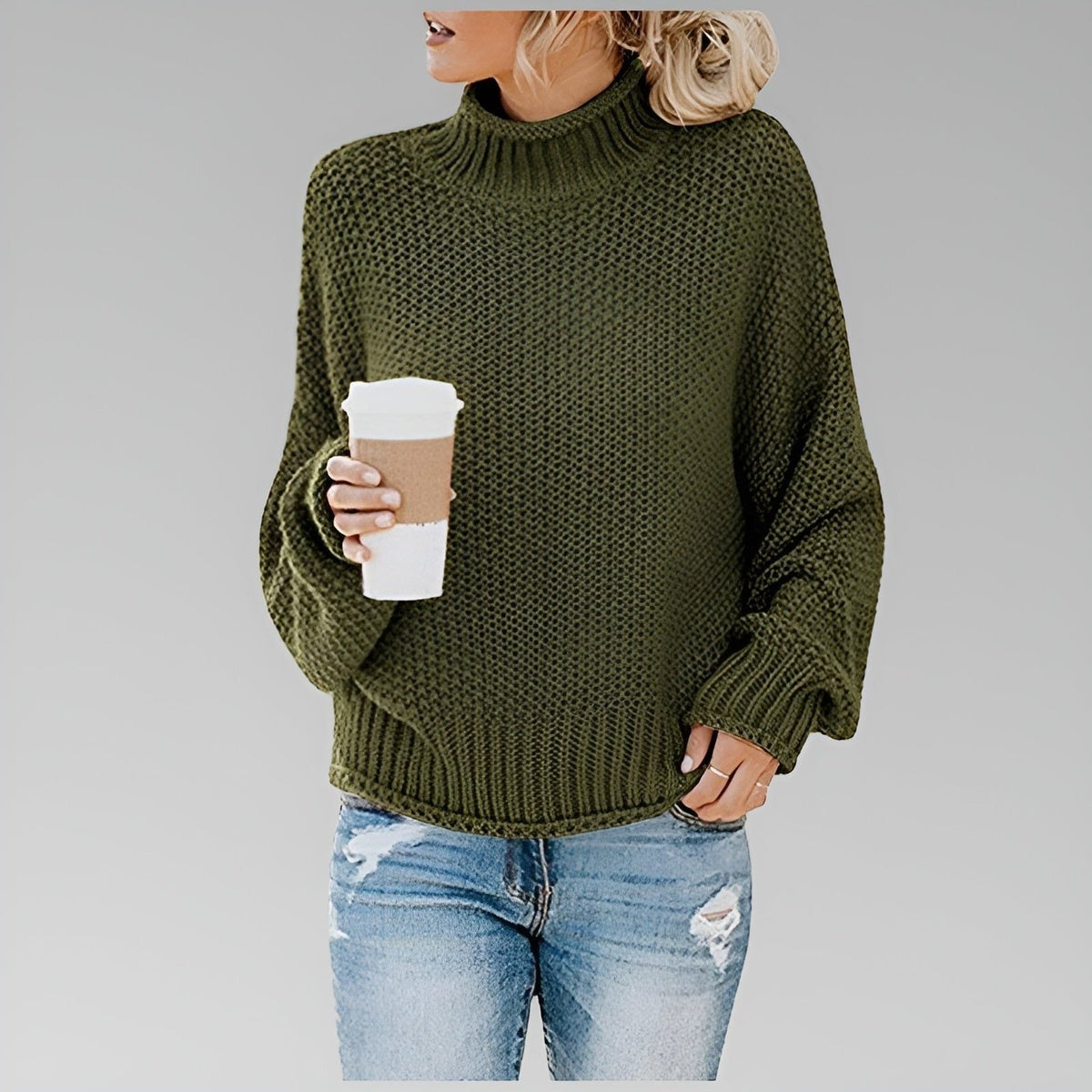 Sanchia | Chunky Knit Roll Neck Sweater for Women