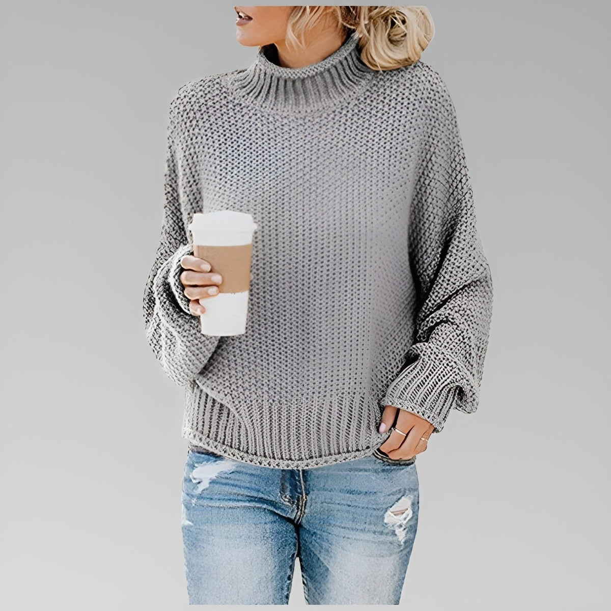 Sanchia | Chunky Knit Roll Neck Sweater for Women
