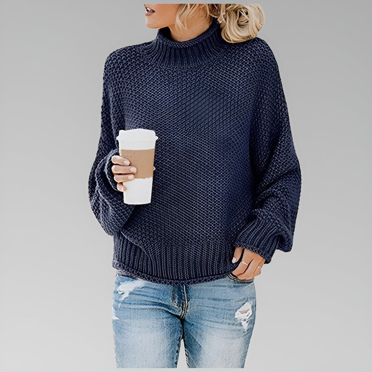 Sanchia | Chunky Knit Roll Neck Sweater for Women
