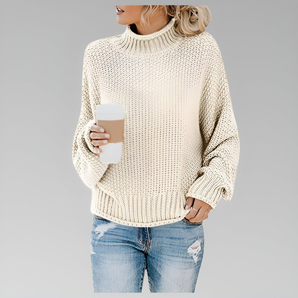 Sanchia | Chunky Knit Roll Neck Sweater for Women