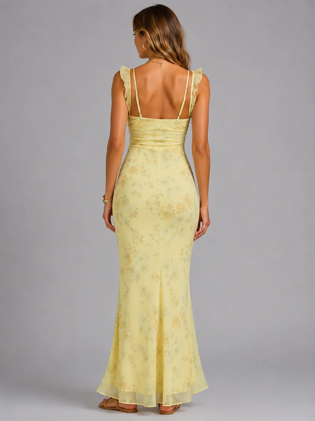 Sandra | Floral Sundress with Ruffle Straps and Tie Neck