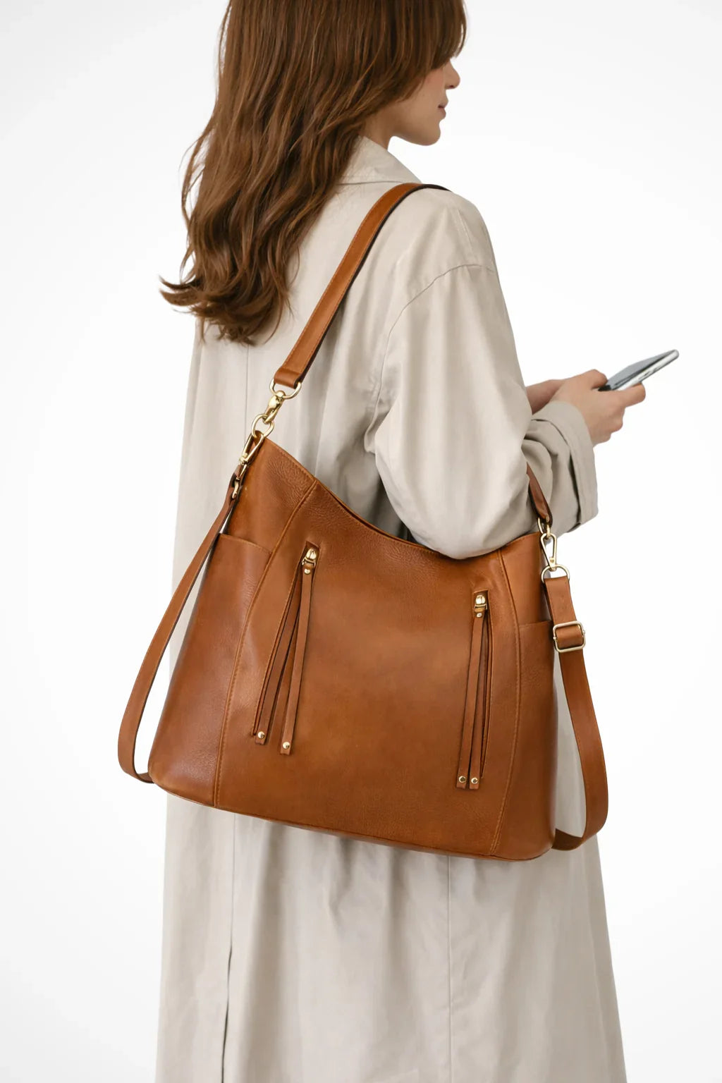 Sandra | Women's Large Hobo Shoulder Bag with Zip Pockets and Adjustable Strap