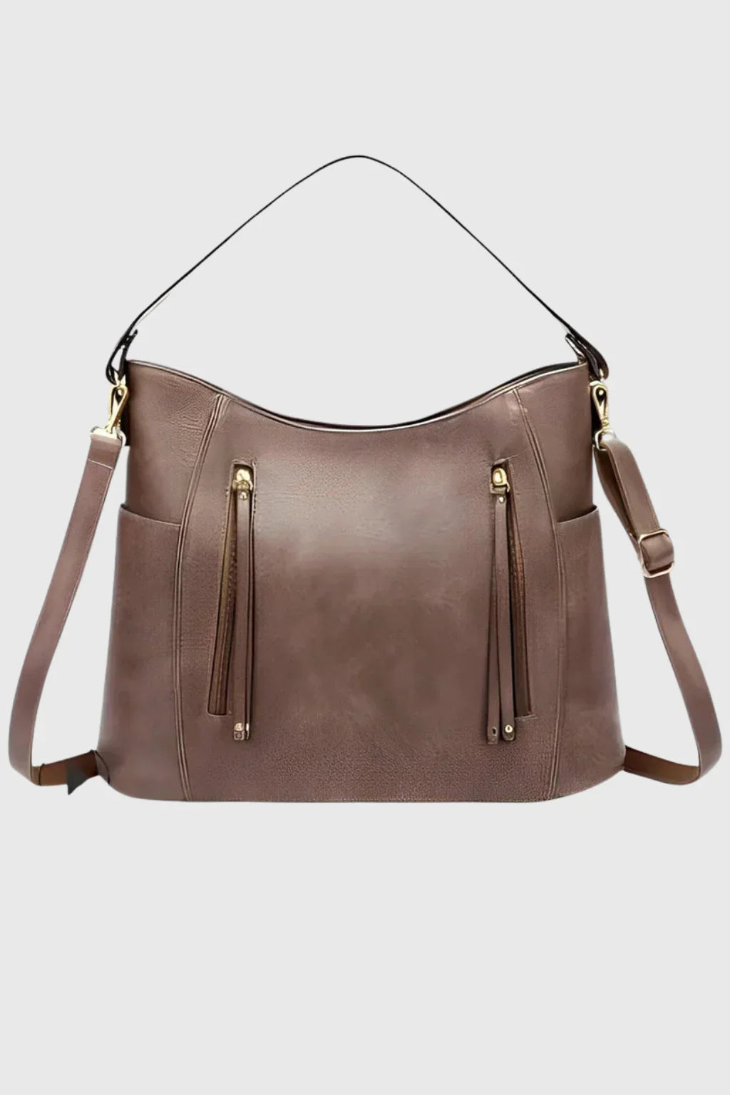Sandra | Women's Large Hobo Shoulder Bag with Zip Pockets and Adjustable Strap