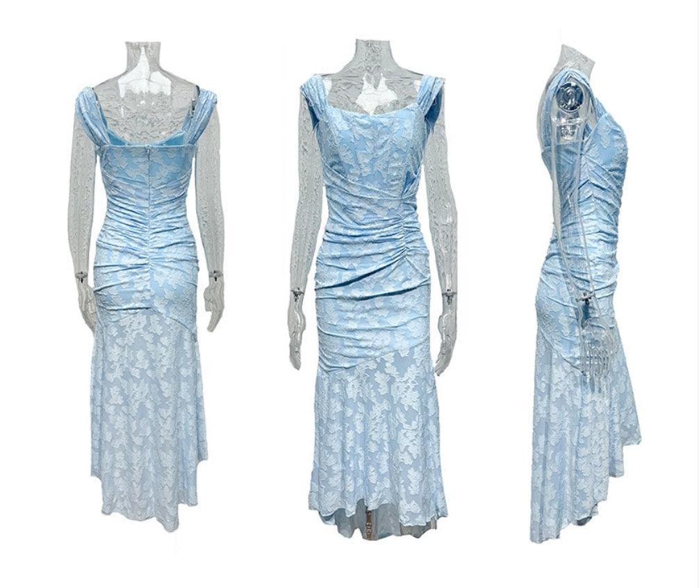Sarah | Floral Wedding Guest Maxi Dress with Corset Bodice and Ruched Waist