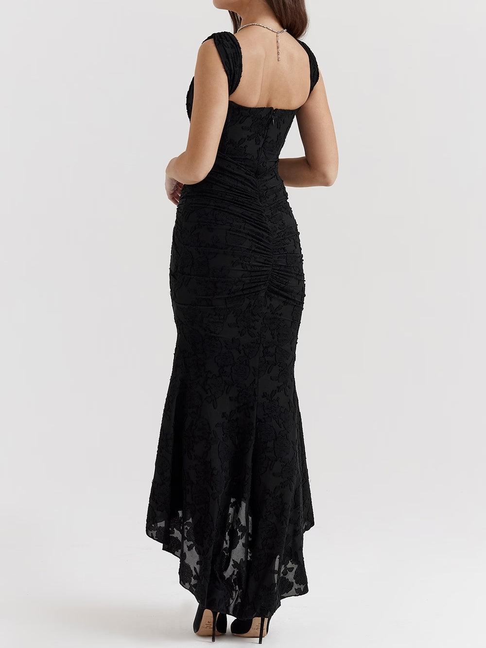 Sarah | Floral Wedding Guest Maxi Dress with Corset Bodice and Ruched Waist