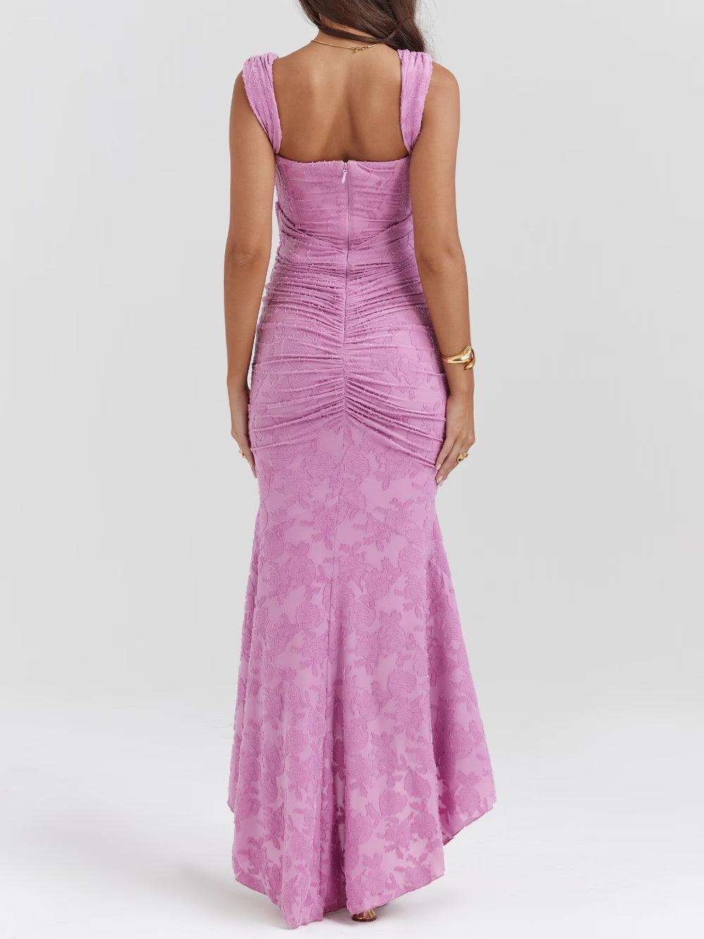 Sarah | Floral Wedding Guest Maxi Dress with Corset Bodice and Ruched Waist