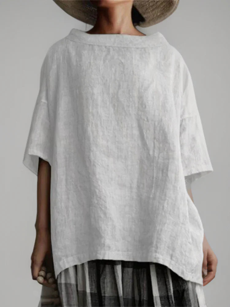 Scarlett | Women's Boat Neck Tunic Blouse with Short Sleeves