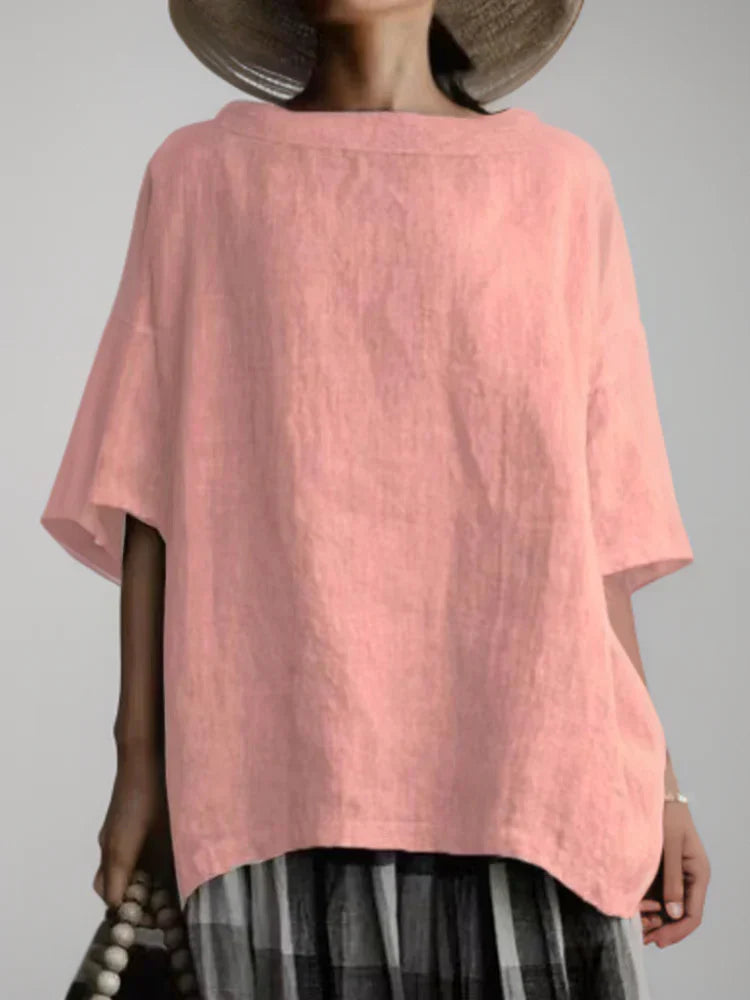 Scarlett | Women's Boat Neck Tunic Blouse with Short Sleeves