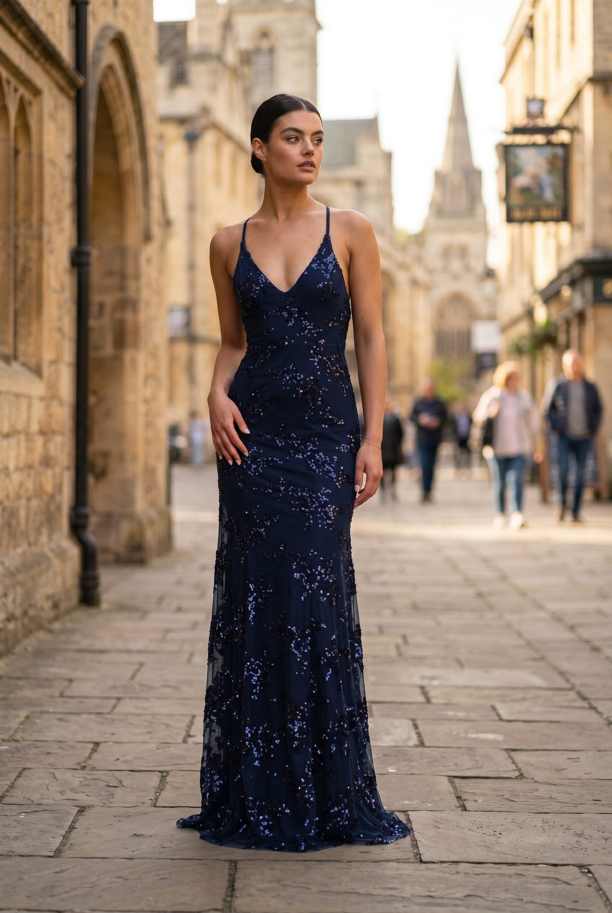 Adriane | Sequin Maxi Dress with Spaghetti Straps for Women