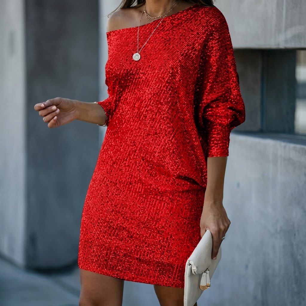 Ilse | Sequin Off-Shoulder Shift Dress for Women