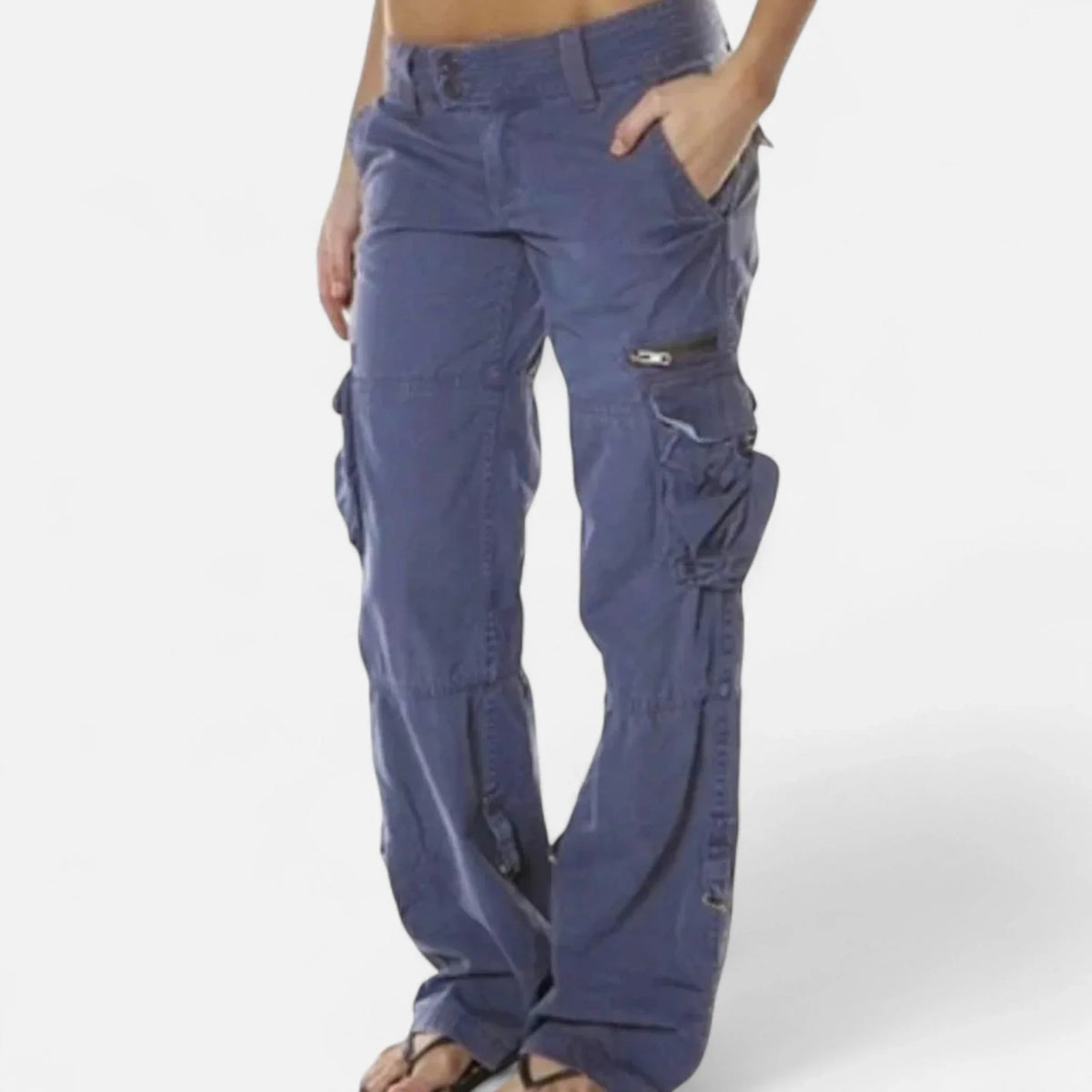 Serena | Women's Wide Leg Cargo Pants with Zipper Pockets